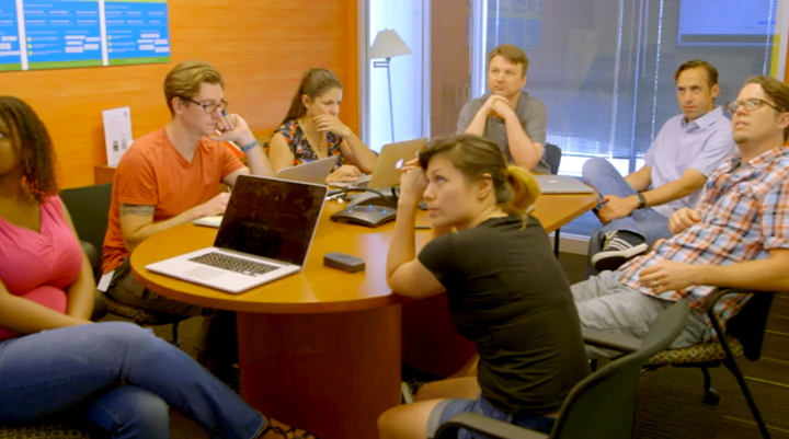 Zillow employees working on Community Pillar during one of our Hack Weeks