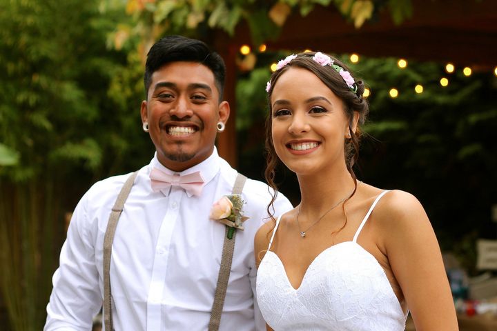 The couple hosted a backyard wedding for their closest family and friends. 