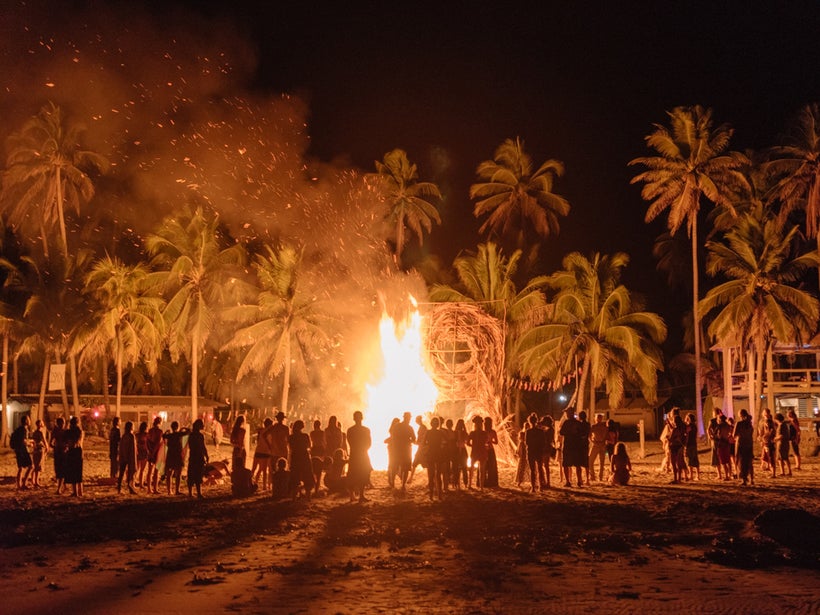 A sacred fire is kept burning throughout the entire gathering, here is the final burn.
