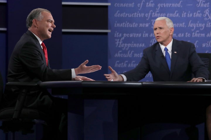 Democratic vice presidential nominee Tim Kaine and Pence clash during the Vice Presidential Debate.