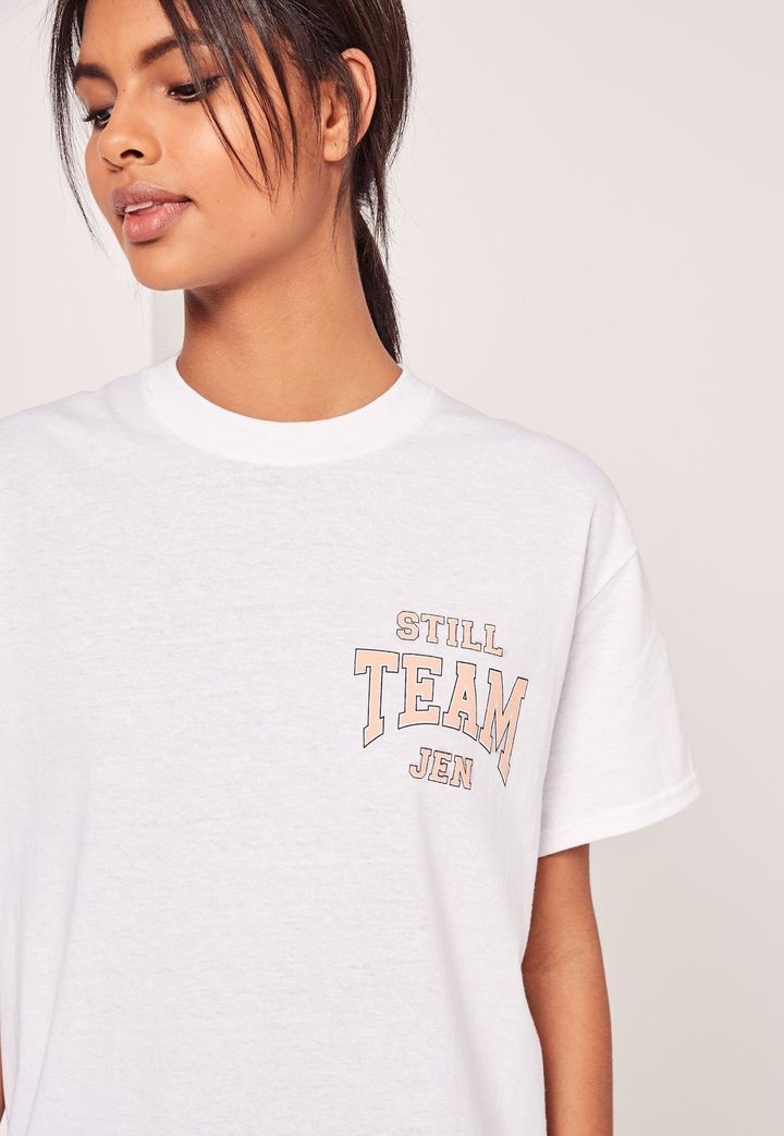Still Team Jen Slogan T-Shirt, £12 from missguided.co.uk