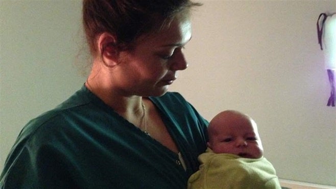 Whitney Hensley holds her son, Liam, at Lily’s Place, a medical facility in Huntington, West Virginia, where newborns with dr