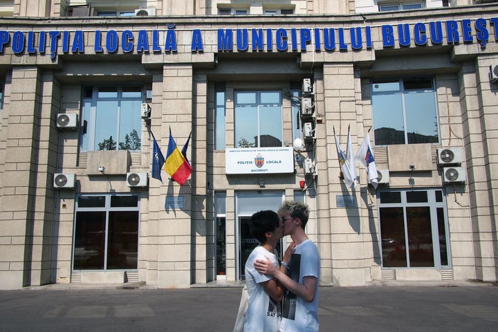 Bucharest Local Police. As a queer person, one becomes unsure whether the police will attack or protect you. 