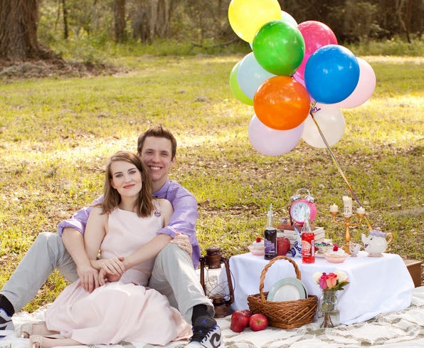A shot from Ashley and Ty's Disney-themed engagement session.