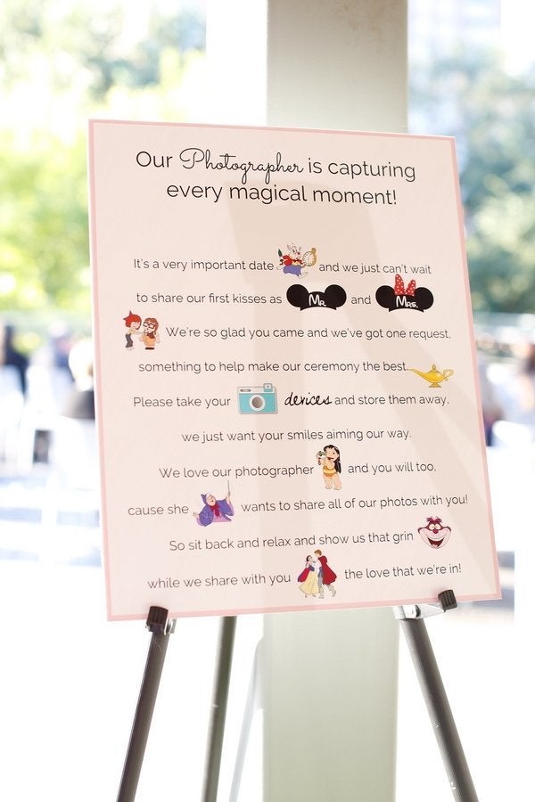 Even their unplugged ceremony sign was Disney-fied.