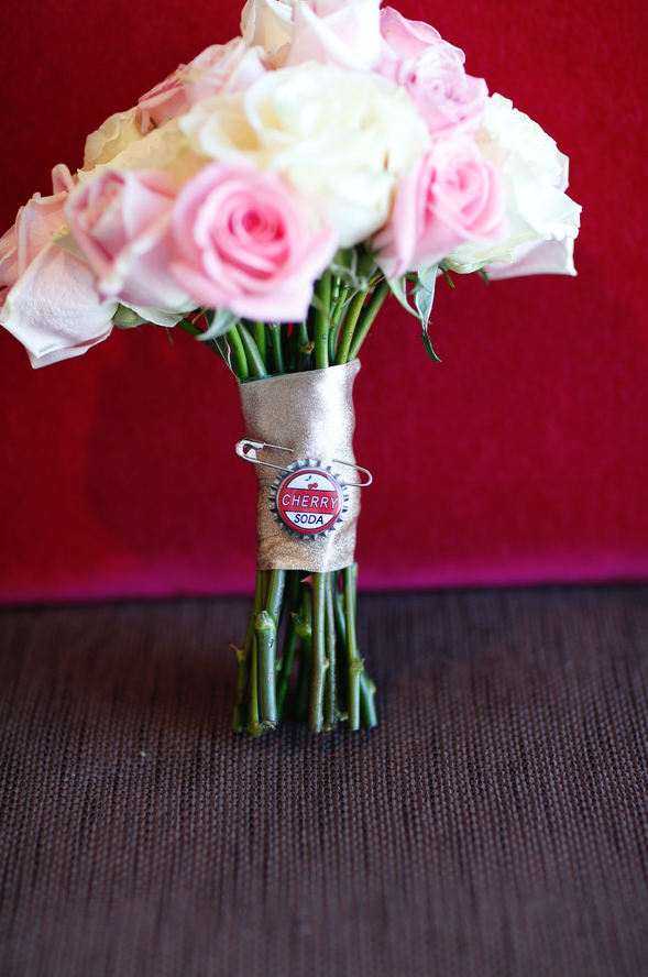 The "Up"-inspired bouquet featured a cherry soda bottle cap. 