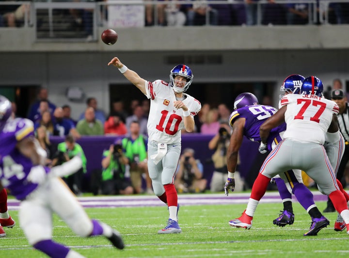 Quarterback Eli Manning is still productive, but his inability to escape pressure coupled with a porous offensive line makes life challenging for Big Blue's offense.