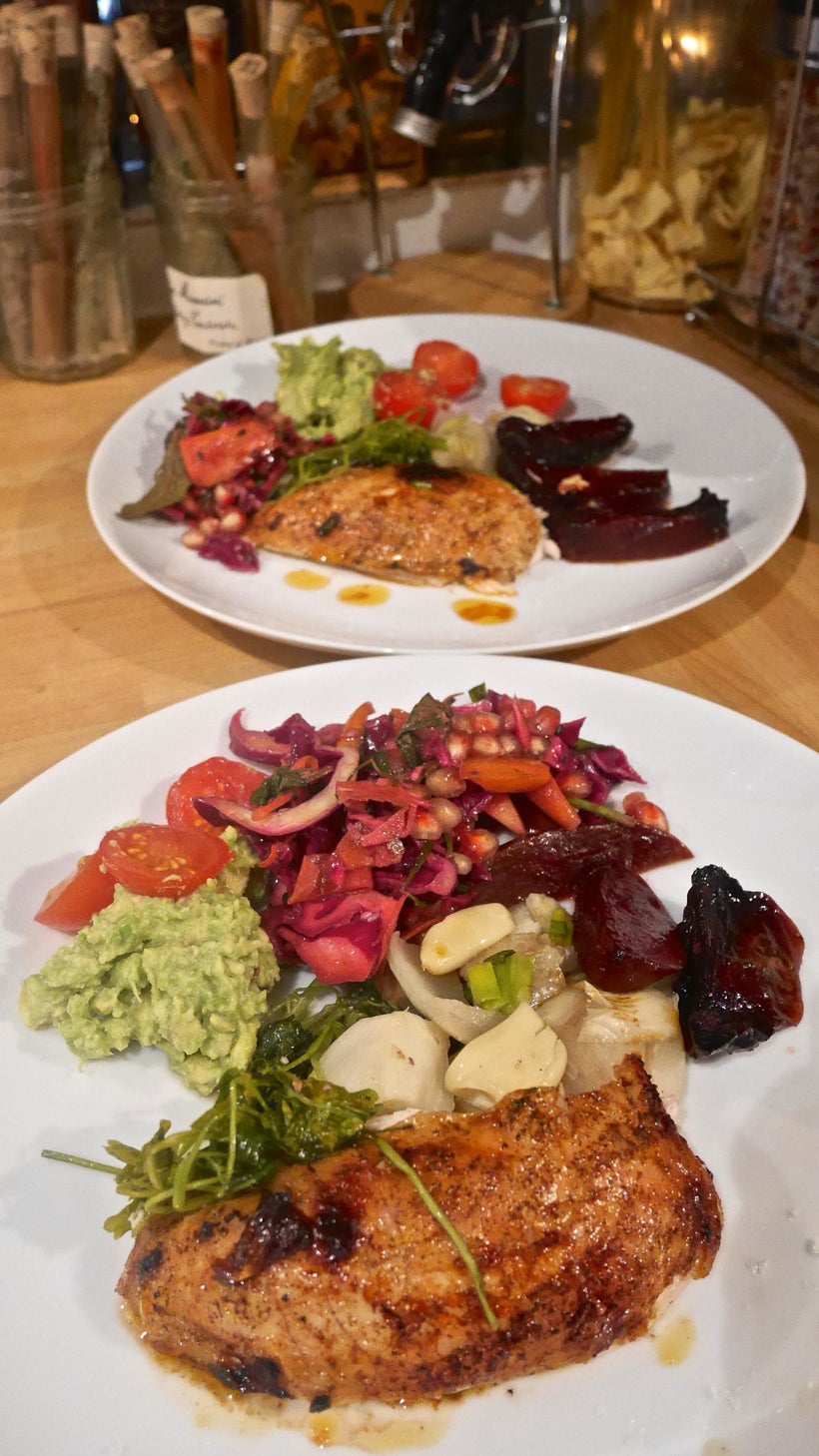 Smoked paprika chicken; lime & cumin avocado mash