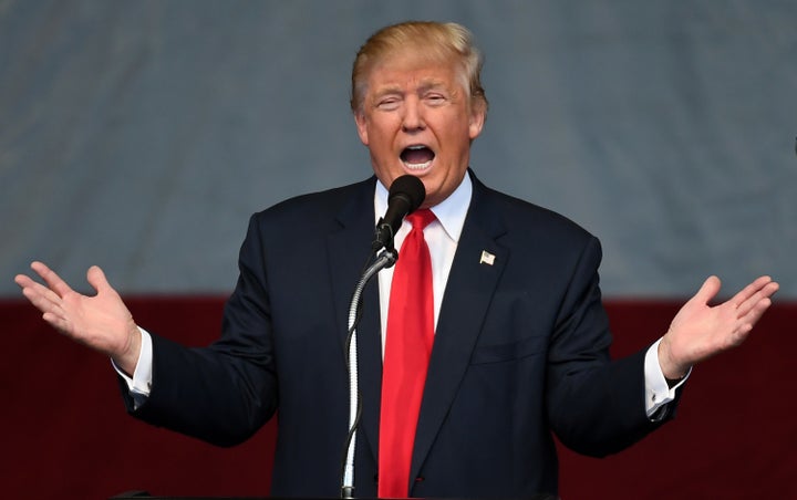 Republican presidential nominee Donald Trump speaks during a campaign rally at the Henderson Pavilion on October 5, 2016 in Henderson, Nevada.