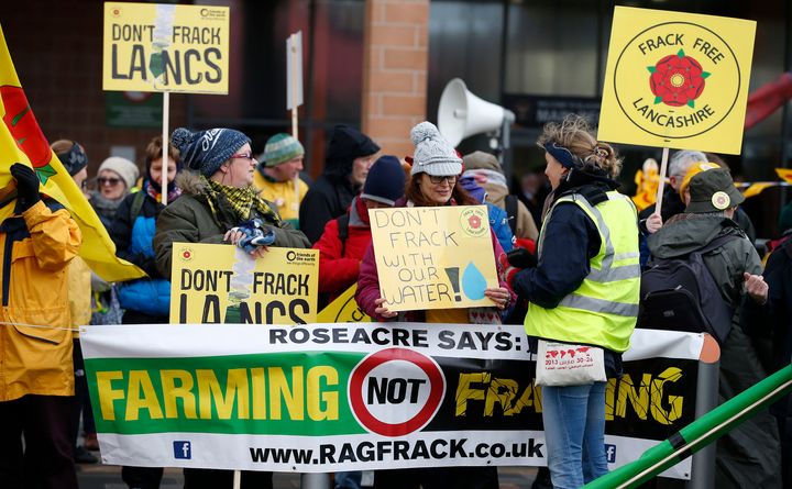 Anti-fracking protestors in Lancashire