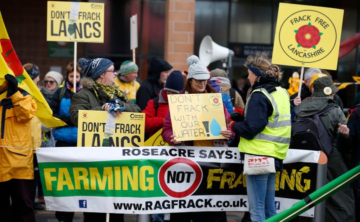 Anti-fracking protestors in Lancashire