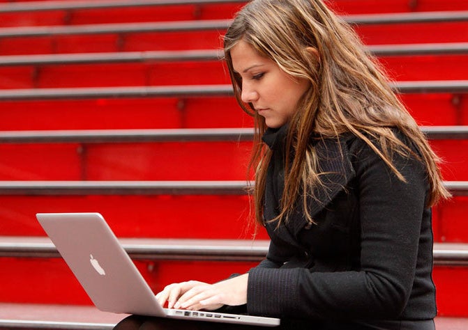 Student studying on Laptop