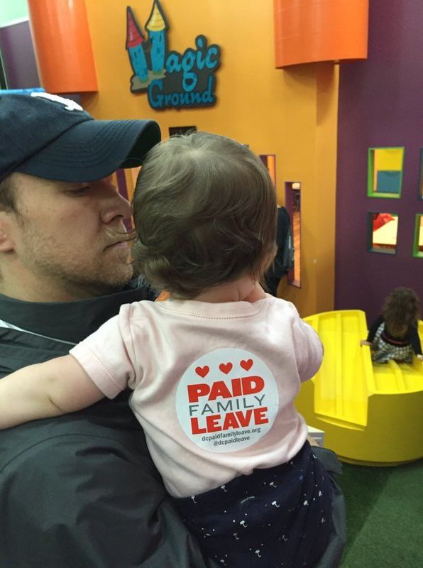 Author's husband and daughter at a Paid Leave Playdate, Washington D.C.