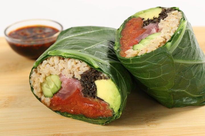 Fresh & Co's Tomato Sushi Wrap with hijiki, cucumber, avocado, rice, cilantro and wasabi