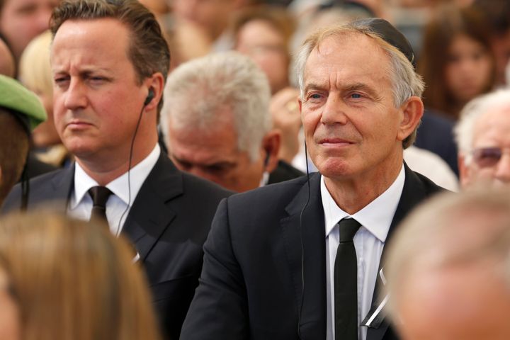 David Cameron and Tony Blair at the funeral of former Israeli PM Shimon Peres