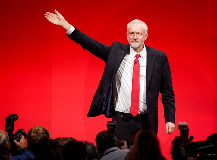 A triumphant Jeremy Corbyn