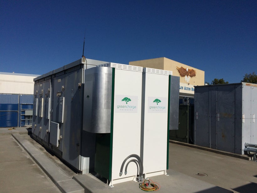 Energy storage units such as this one are proving to be a very attractive option for schools and other large facilities that