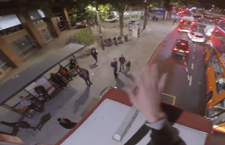 A daredevil has posted a video on YouTube showing him riding a double decker bus in London
