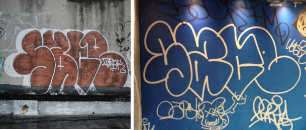 Left: Snow's tag Right: The McDonald's wall