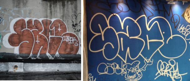 Left: Snow's tag Right: The McDonald's wall