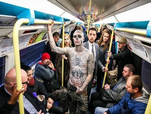 Zombie Boy gives London commuters a surprise this week