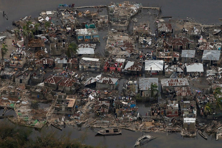 Destroyed houses are seen in a village after Hurricane Matthew passes Corail, Haiti, October 6, 2016.