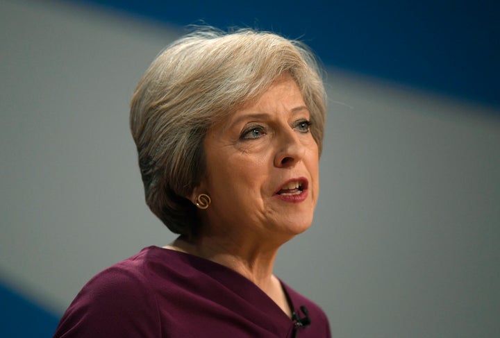 Britain's Prime Minister Theresa May gives her speech on the final day of the annual Conservative Party Conference in Birmingham, Britain, October 5, 2016.