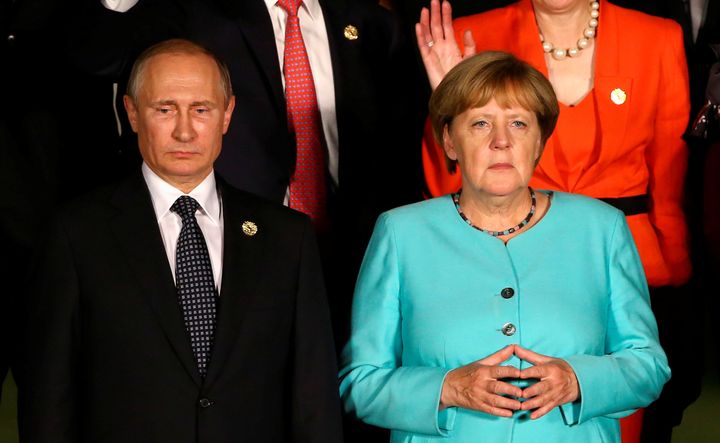 Russian President Vladimir Putin and German Chancellor Angela Merkel at the G20 Summit in Hangzhou, China on Sept. 4.