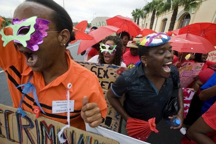 Sex workers march through Cape Town South Africa in March 2011. Advocacy groups are calling for the government to decriminalize prostitution, saying it would protect sex workers against exploitation and violence.
