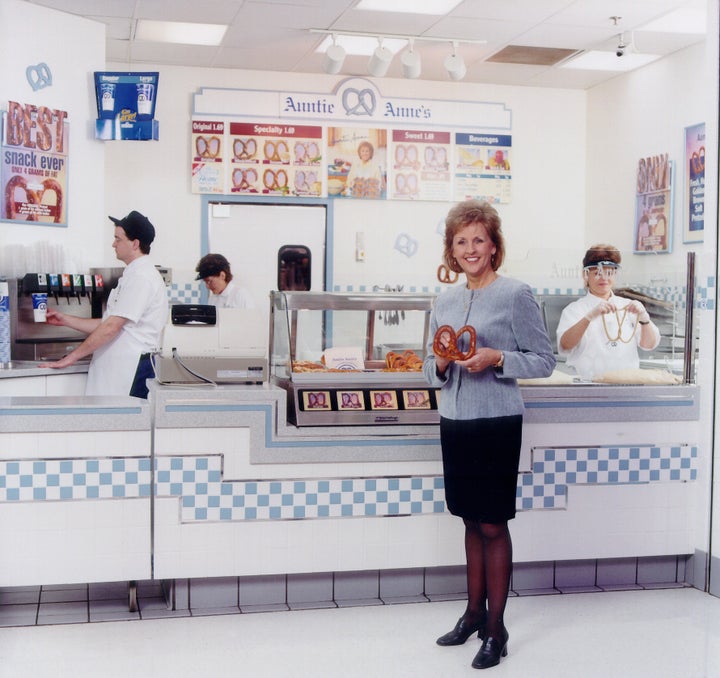 One of many Auntie Anne's stores rolls out pretzels in the '90s.