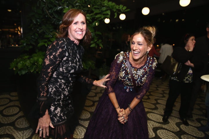 Molly Shannon and co-star Sarah Jessica Parker at the "Divorce" New York premiere.