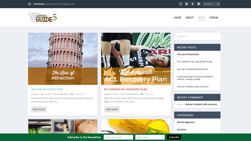 Screenshot from www.athletesguide5.com