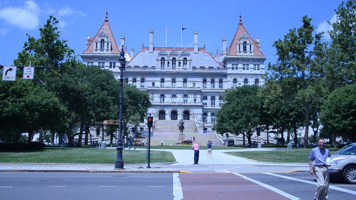 The low-income South End neighborhood is located just a few minutes' drive from downtown Albany -- and the state Capitol, shown here.