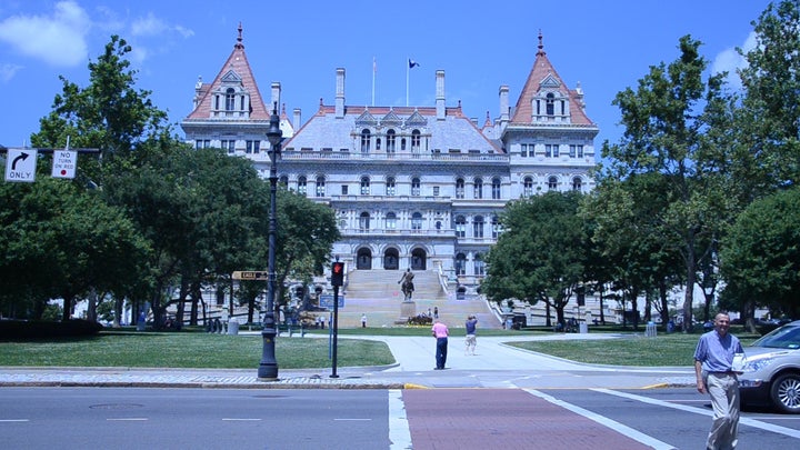 The low-income South End neighborhood is located just a few minutes' drive from downtown Albany -- and the state Capitol, shown here.