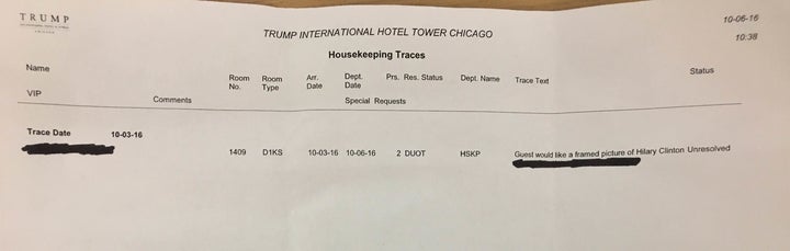 Jon Lorenzini took a photo of his housekeeping request receipt, showing he made the request in advance.