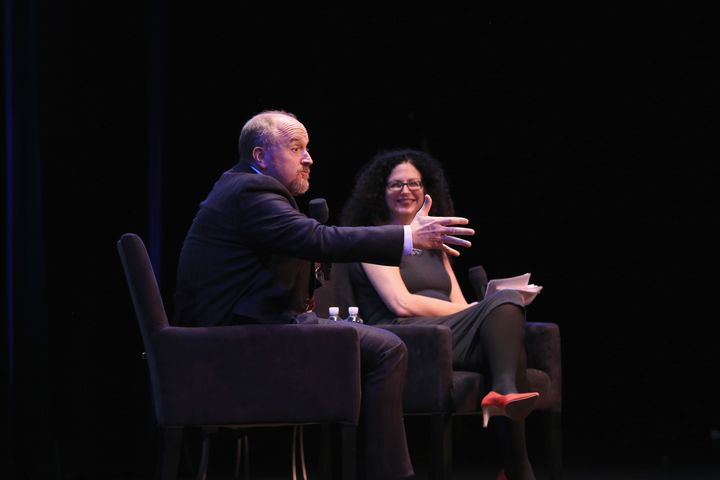 Louis C.K. and TV critic Emily Nussbaum speak onstage at 2016 The New Yorker Festival on Oct. 7.