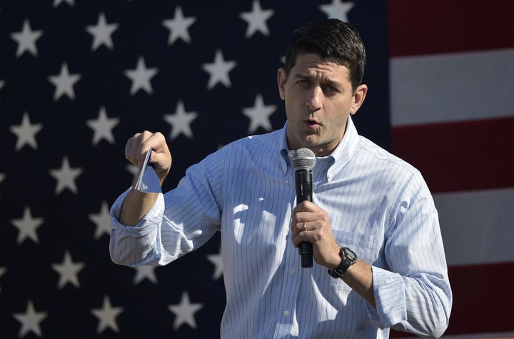 House Speaker Paul Ryan speaks during the 1st Congressional District Republican Party of Wisconsin Fall Fest on October 8, 2016 at the Walworth County Fairgrounds in Elkhorn, Wisconsin.