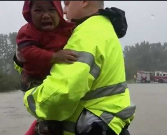 Police rescue a little boy in North Carolina. 