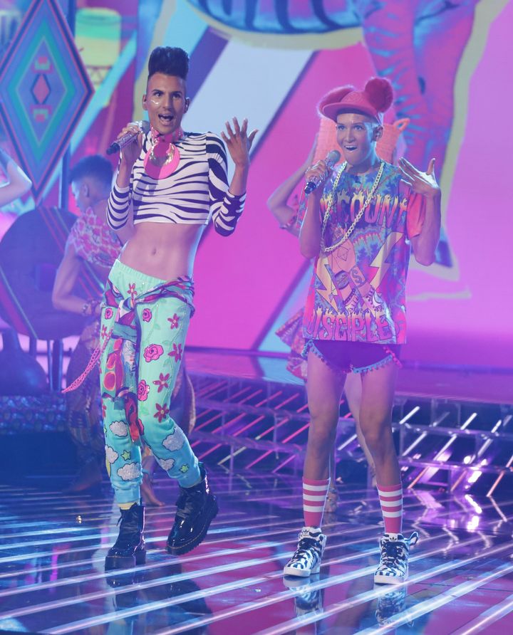Bratavio sung a mash up of 'Barbie Girl' and 'Boom, Boom, Boom, Boom' on Saturday's show