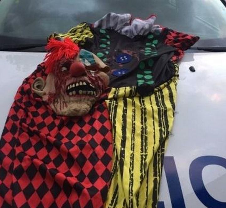 A picture of clown costumes tweeted by Oxford Police