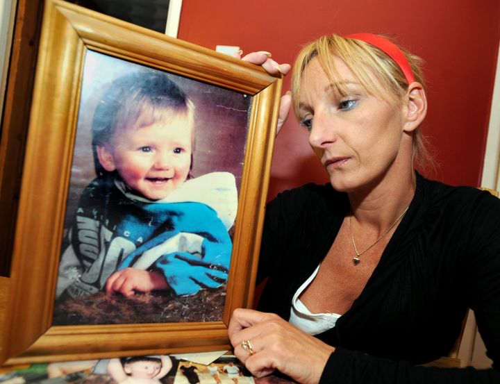 <strong>Kerry Needham with a picture of her beloved son </strong>