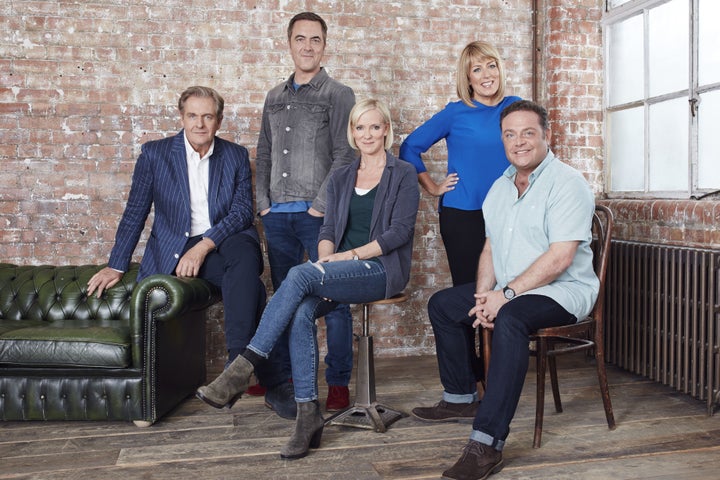 <strong>John's character Pete Gifford (far right) is at the centre of a male depression storyline</strong>