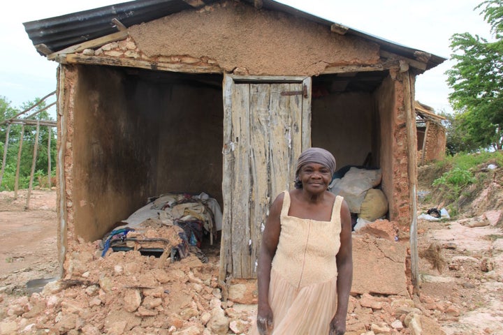 Hurricane Matthew destroyed many homes on Haiti's Lagonav Island, including this woman's. The nonprofit Beyond Borders wants to help the area's most vulnerable families recover. "People have lost so much," says Freda Catheus, a Beyond Borders staff member.