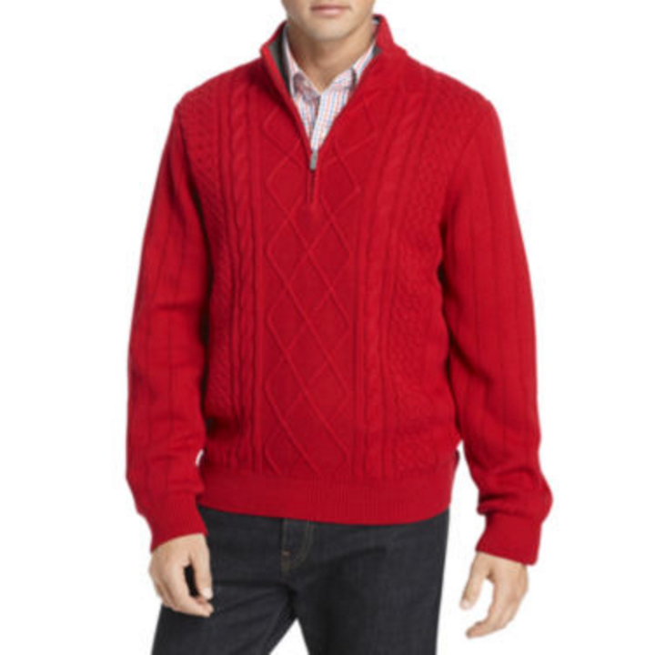 IZOD Aran Cable-Knit Quarter-Zip Sweater, $27.99