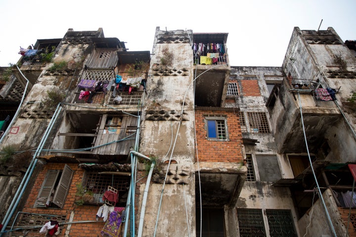 A brothel community in Phnom Penh, where Proueng Pov lives and works