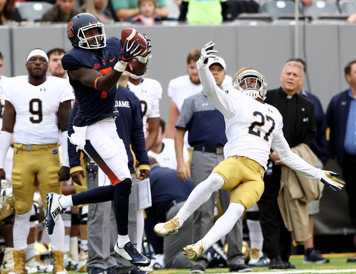 Senior wideout Amba Etta-Tawo has 876 receiving yards for the 'Cuse, which ranks first in the country.