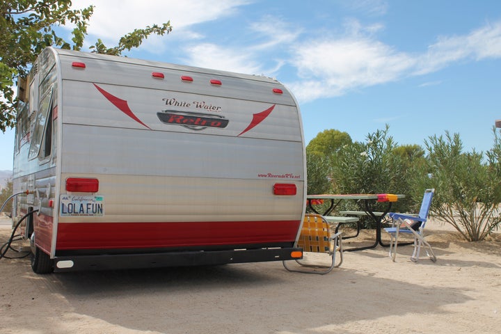 Trailer at the campgrounds at Joshua Tree Music Festival. 