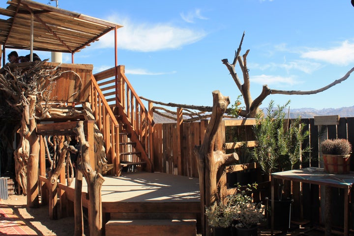 Woodwork at the Boogaloo stage of Joshua Tree Music Festival. 