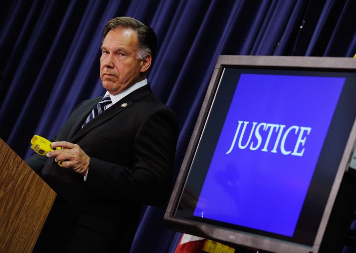 Orange County District Attorney Tony Rackauckas speaks during a news conference in Santa Ana, California, Sept. 21, 2011.
