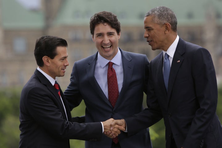 Mexican President Enrique Pena Nieto, Canadian Prime Minister Justin Trudeau and Obama have signed an agreement&nbs
